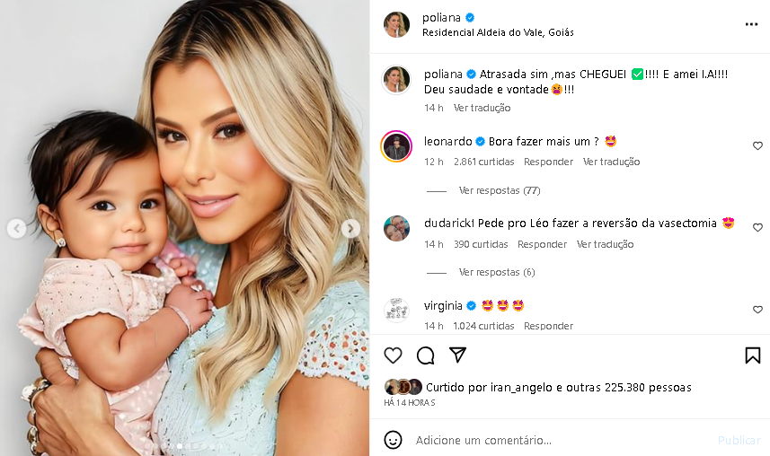 Poliana Rocha, esposa de Leonardo surgiu com barrigão de "grávida'' (Foto: Reprodução/ Instagram)