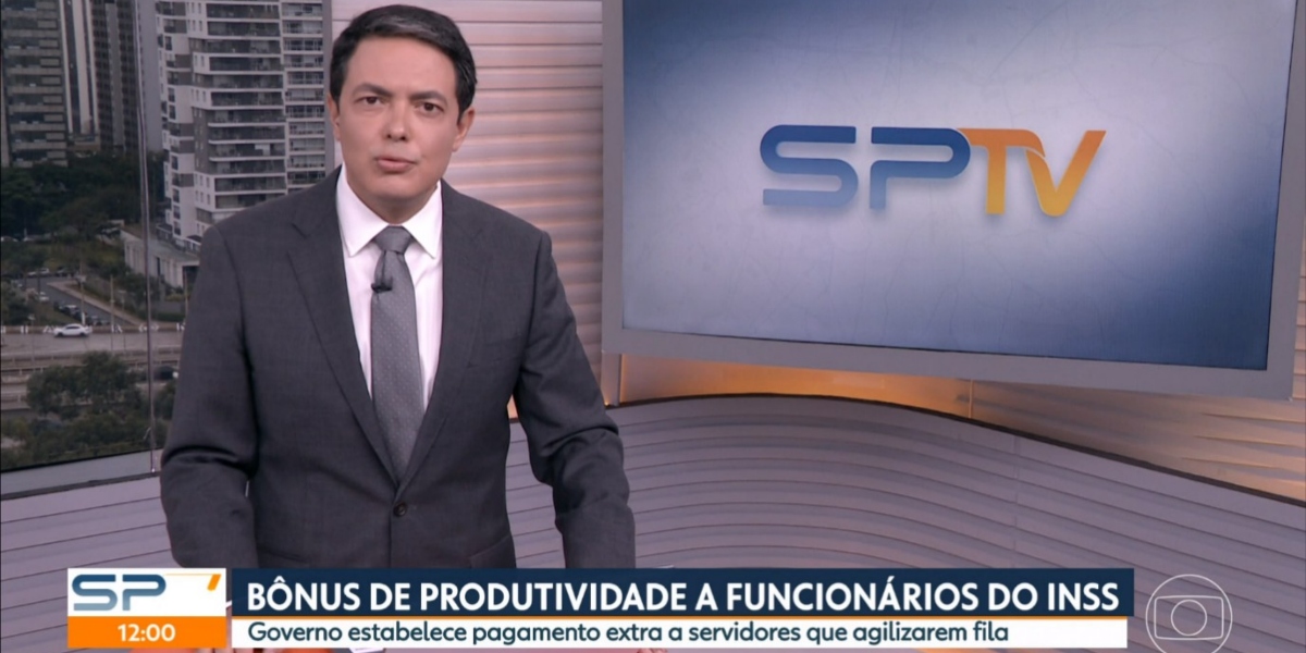 Alan Severiano deu notícia sobre a Previdência Social no "SP1" (Foto: Reprodução/TV Globo)