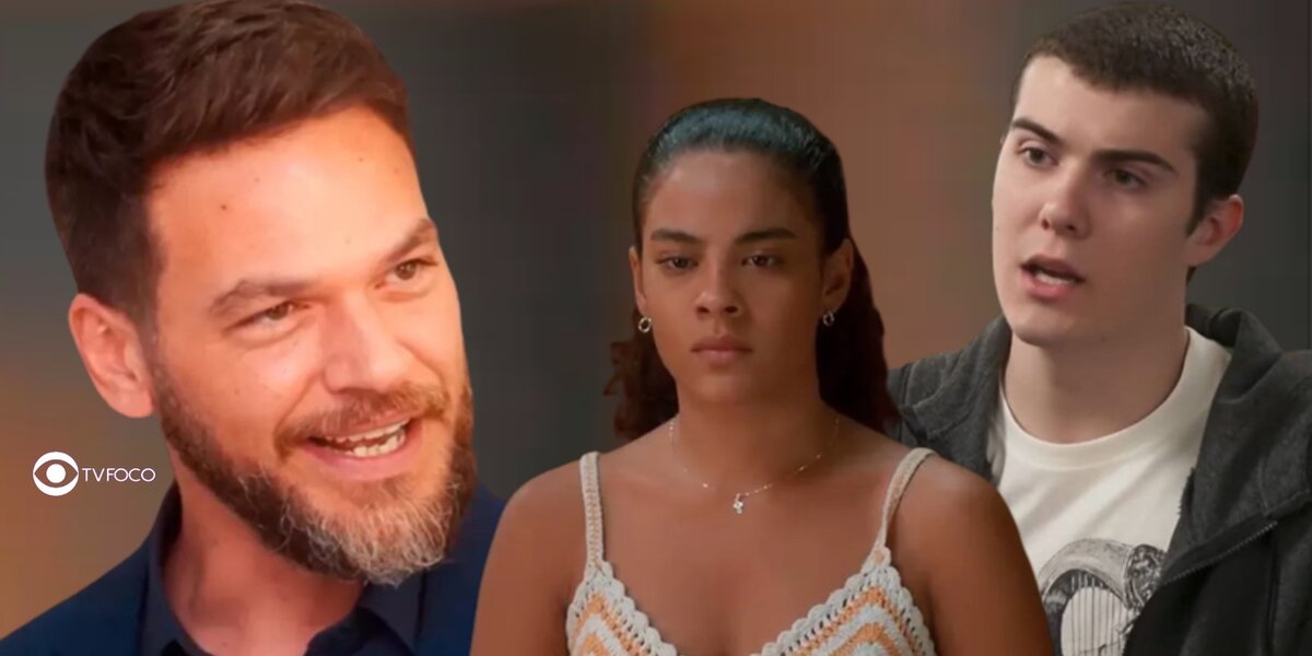 Theo, Jenifer e Rafa em cenas de Vai na Fé (Foto: Reprodução / Globo / Montagem TV Foco)