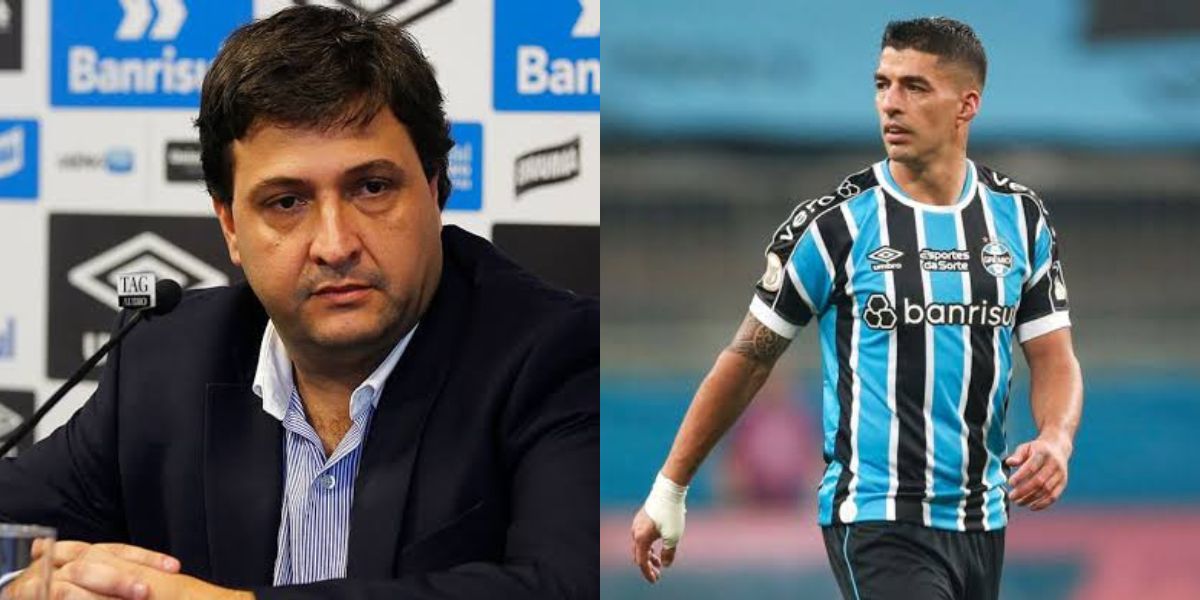 Alberto Guerra, presidente do Grêmio, confirma reforços do nível de Suárez (Foto - Montagem TV Foco).