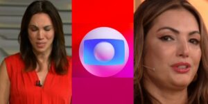 Ana Paula Araújo e Patrícia Poeta chorando, com Logo da Globo - Foto Reprodução Internet