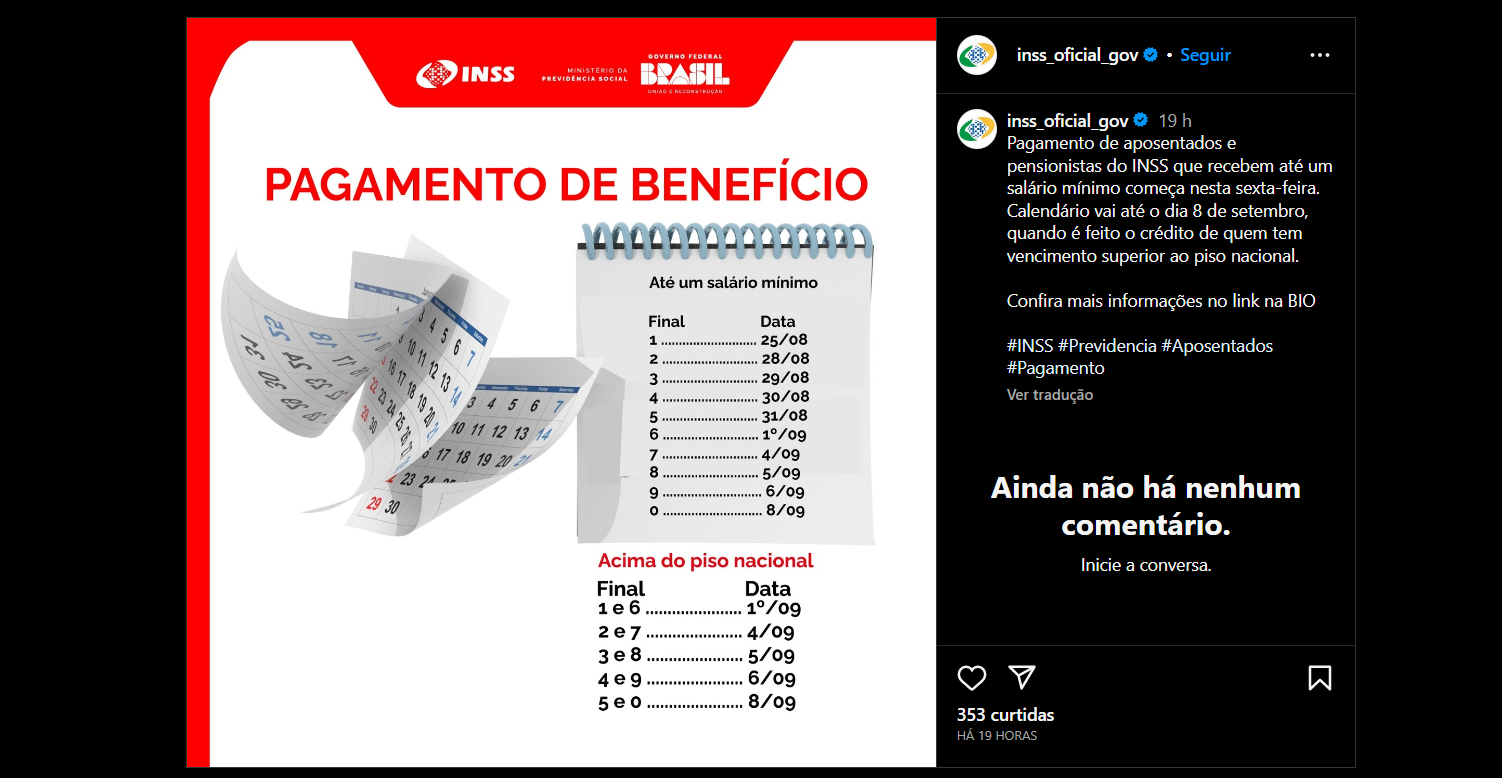 Perfil oficial do INSS faz comunicado, mais que esperado, para milhares de aposentados e pensionistas (Foto Reprodução/Instagram)