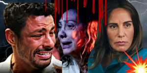 Agatha sofre atentado pelas mãos de Irene e Caio surta em Terra e Paixão, novela da Globo (Foto Reprodução/Montagem/Tv Foco)