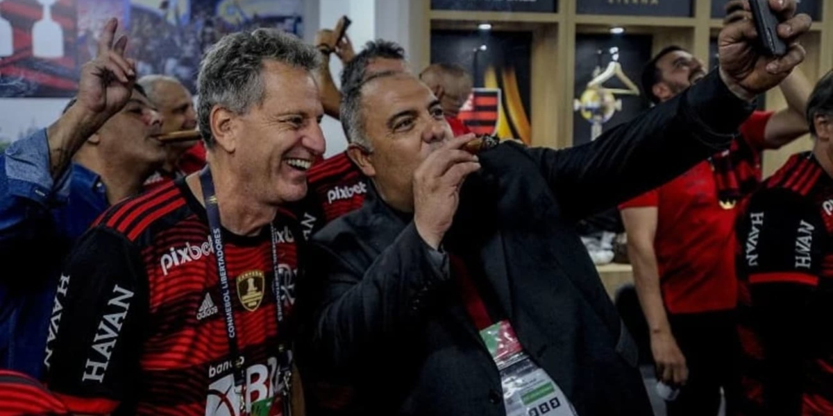 Presidente Rodolfo Landim e Vice Presidente Marcos Braz comemorando (Imagem Reprodução Internet)