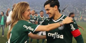 Presidente Leila Pereira e Gustavo Gómes ambos do Palmeiras (Foto: Cesar Greco/Palmeiras)