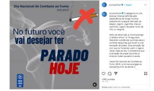 Comunicado da Anvisa sobre o Tabagismo - Foto Instagram