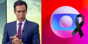 César Tralli chora ao vivo após confirmar morte de colega da Globo (Reprodução/Montagem TV Foco)