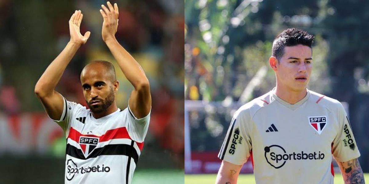 James Rodríguez e Lucas, jogadores do São Paulo (Foto - Montagem TV Foco).