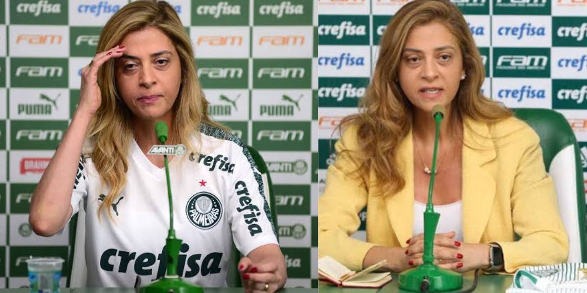 Leila Pereira, presidente do Palmeiras e dona da Crefisa (Montagem TV Foco).