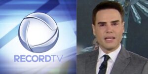 Logo da Record e Luiz Bacci chorando - Foto Reprodução Internet