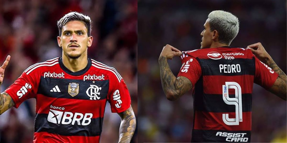 Pedro, camisa 9 do Flamengo (Foto - Montagem TV Foco).