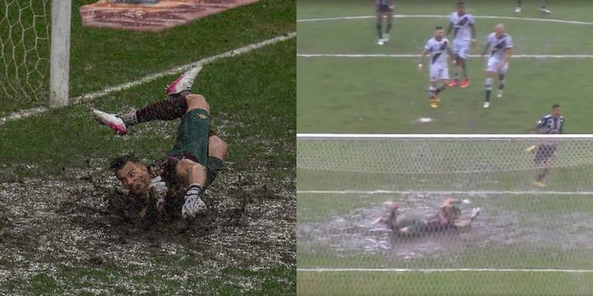 Situação do gramado do Maracanã no jogo entre Vasco e Atlético Mineiro (Foto - Montagem TV Foco).