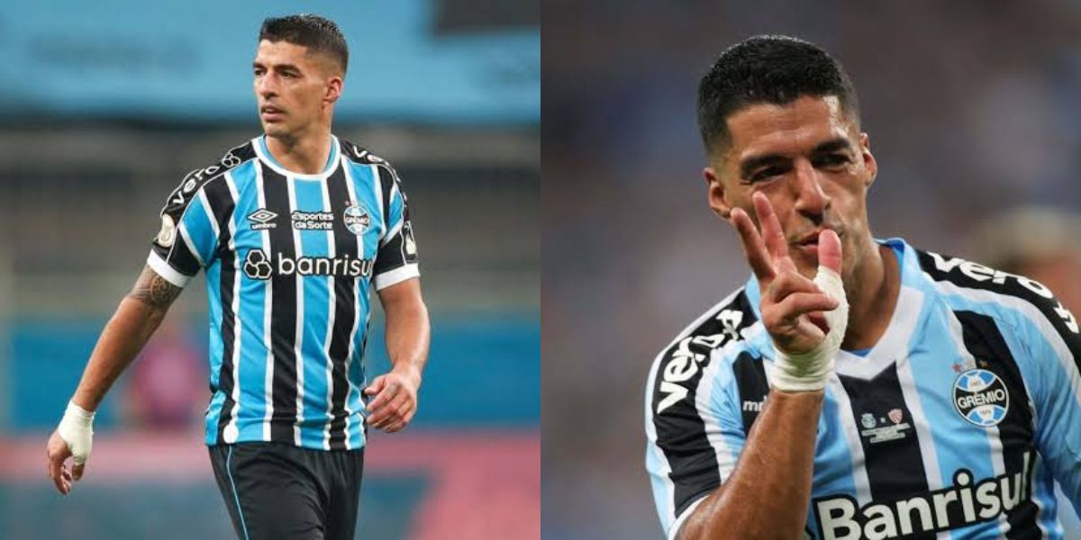 Suárez, camisa 9 e principal jogador do Grêmio (Montagem TV Foco).