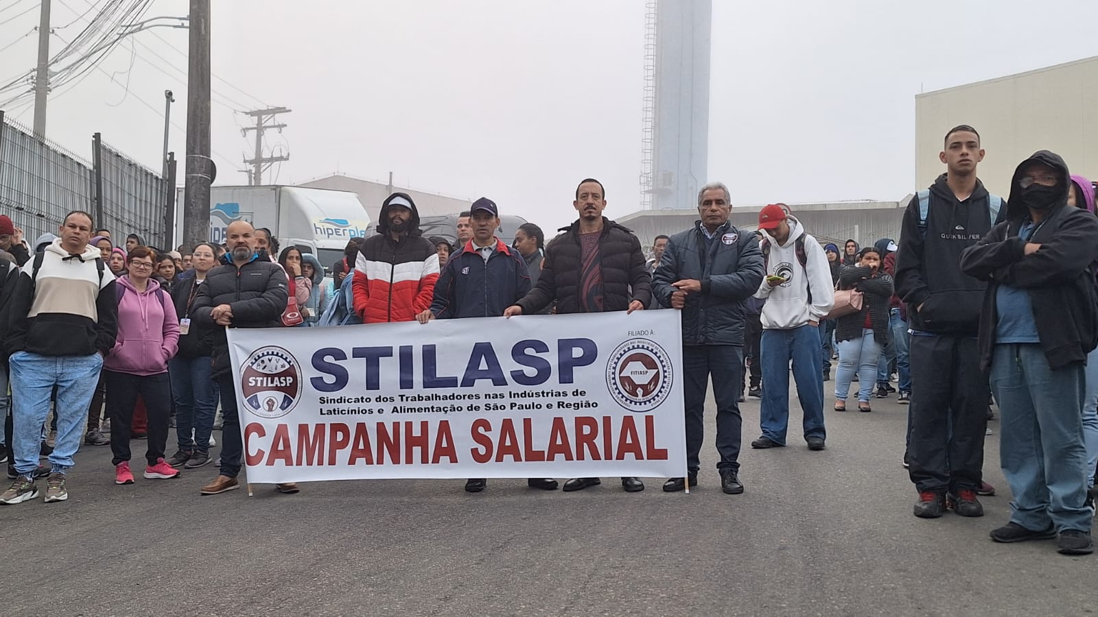 Trabalhadores da Cacau Show em greve - Foto Reprodução fsindicalsp