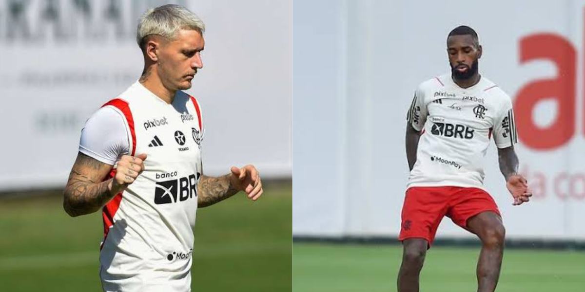 Varela e Gerson brigaram no treino do Flamengo (Foto - Montagem TV Foco).