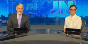 William Bonner e Renata Vasconcellos no Jornal Nacional - Foto: Globo