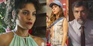 Aline, Anely e Ademir em cenas de Terra e Paixão (Foto: Reprodução / Globo / Montagem TV Foco)