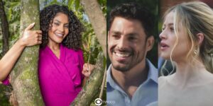 Aline, Caio e Graça em Terra e Paixão (Foto: Reprodução / Globo / Montagem TV Foco)