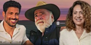 Caio, Antônio e Agatha em Terra e Paixão (Foto: Reprodução / Globo / Montagem TV Foco)