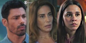 Caio, Irene e Berenice em Terra e Paixão (Foto: Reprodução / Globo / Montagem TV Foco)