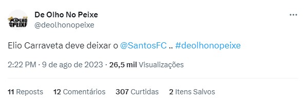 Mais um nome pede demissão do Santos (Foto: Twitter)