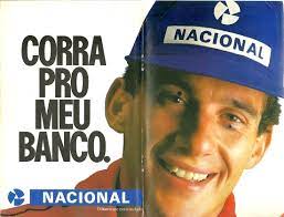 O Banco Nacional tinha Ayrton Senna como seu principal garoto propaganda, o que acabou fazendo com que a instituição caísse na graça do público (Foto Reprodução/Internet)