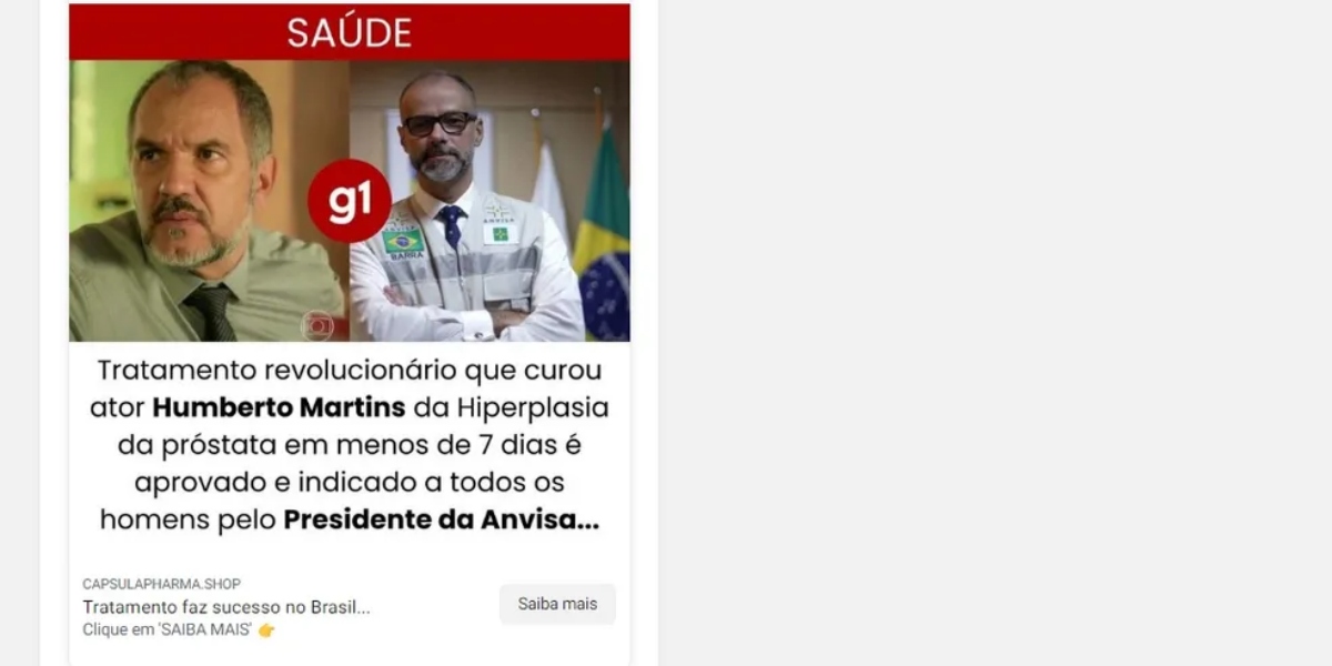 Fake news envolvendo Humberto Martins e a Anvisa (Foto: Reprodução/g1)