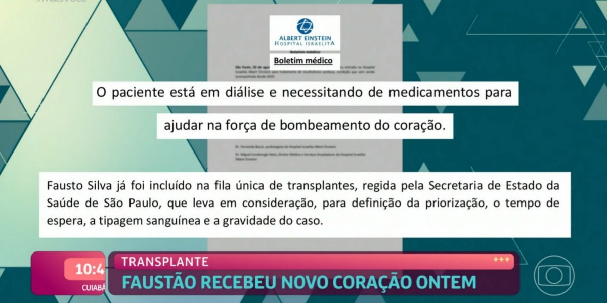 Boletim oficial do hospital sobre Faustão (Foto: Reprodução/TV Globo)