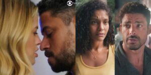 Graça, Jonatas, Aline e Caio em cenas de Terra e Paixão (Foto: Reprodução / Globo / Montagem TV Foco)