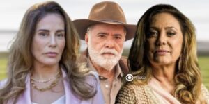 Irene, Antônio e Agatha em Terra e Paixão (Foto: Reprodução / Globo / Montagem TV Foco)