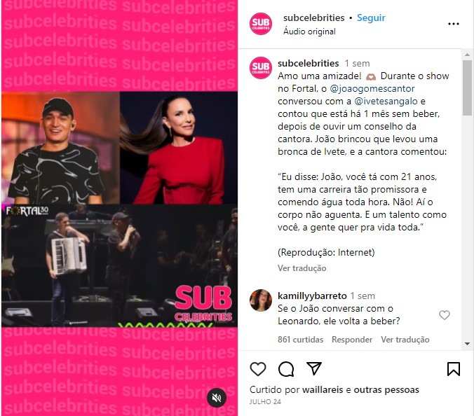 Ivete Sangalo aconselhou João Gomes (Foto: Instagram)