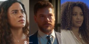 Jenifer, Theo e Sol em cenas de Vai na Fé (Foto: Reprodução / Globo / Montagem TV Foco)