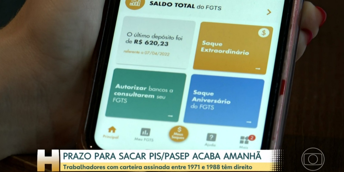 Consulta do PIS/Pasep pelo aplicativo do FGTS (Foto: Reprodução/TV Globo)