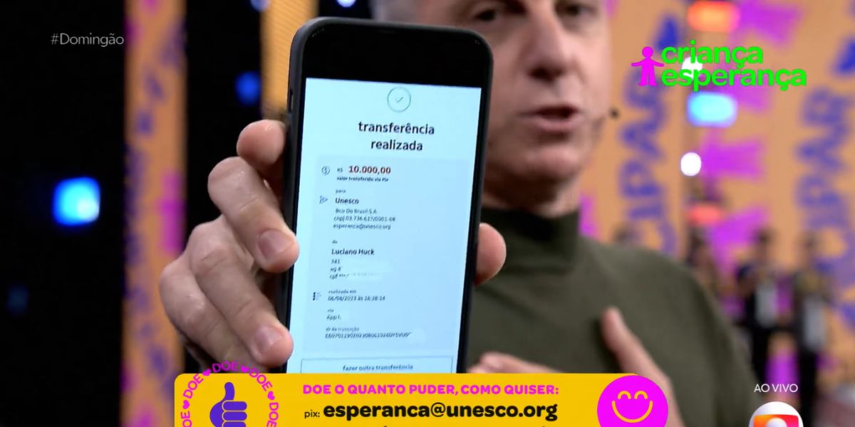 O apresentador doou 10 mil reais para o Criança Esperança (Reprodução: Globo)