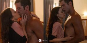 Lucinda e Marino se beijam em Terra e Paixão (Foto: Reprodução / Globo / Montagem TV Foco)