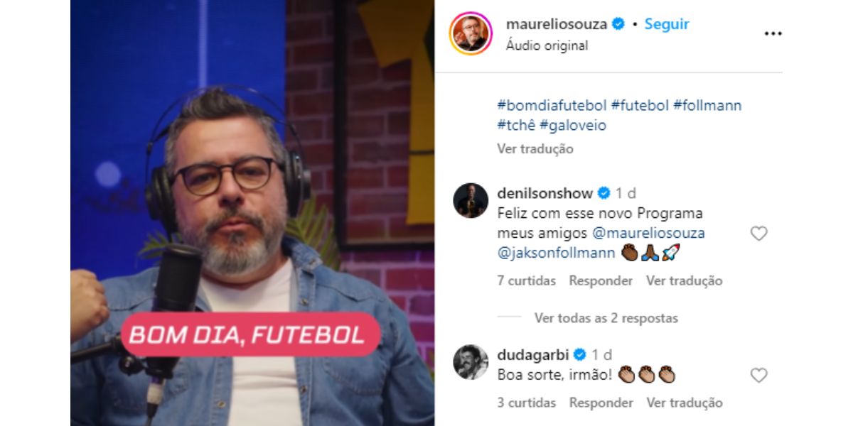 Marco Aurélio revela que participará de um programa no canal de Denílson (Reprodução: Instagram)