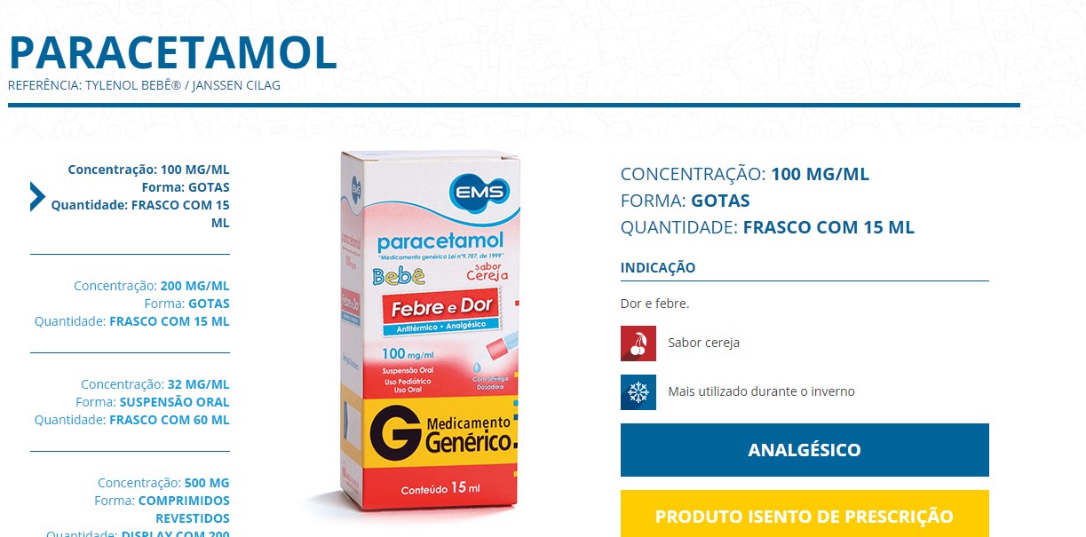 Paracetamol do EMS já está disponível (Foto: Divulgação)