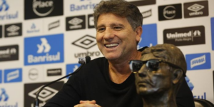 Renato Gaúcho pulou de alegria após reforços milionários no Grêmio (Foto: Reprodução Internet)