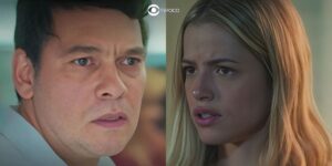 Tadeu (Cláudio Gabriel) e Graça (Agatha Moreira) em Terra e Paixão (Foto: Reprodução / Globo / Montagem TV Foco)