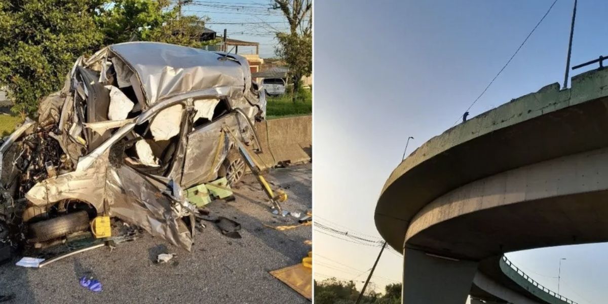 Motorista perde controle, bate em viaduto e morre (Foto: Reprodução / CCI) 