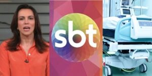 Ana Paula Araújo no Bom Dia Brasil, logo do SBT e maca de hospital (Fotos: Reproduções / Globo /  Internet / Canva)