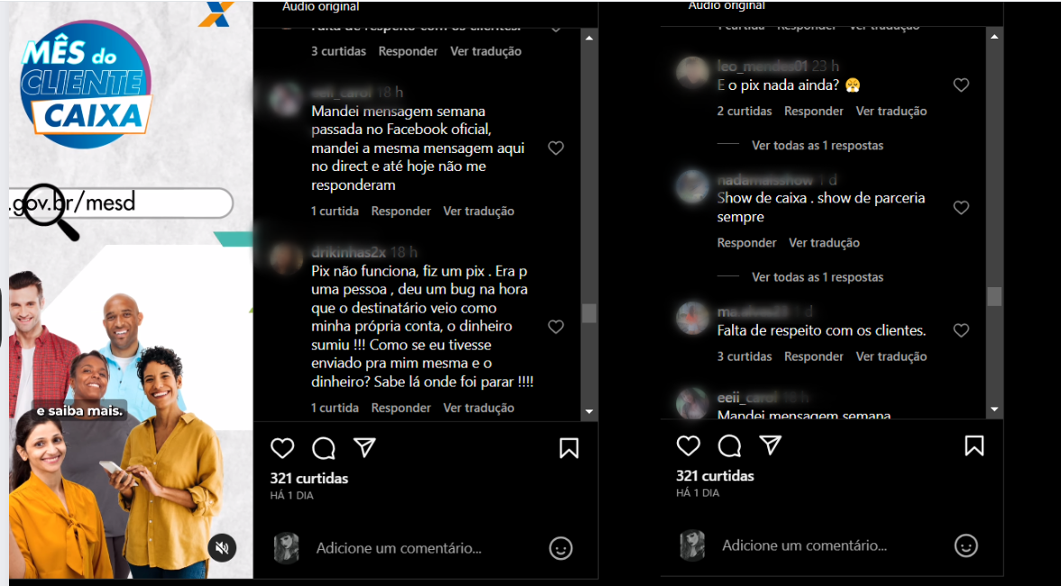 Caixa Econômica Federal recebeu uma enxurrada de reclamações sobre o Pix (Foto Reprodução/Instagram)