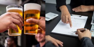 Cerveja e contrato de venda sendo assinado - Foto Reprodução Internet