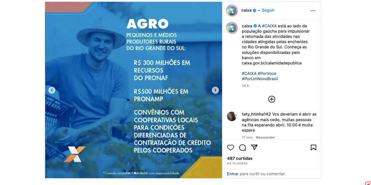 Comunicado da Caixa (Foto: Reprodução / Instagram) 