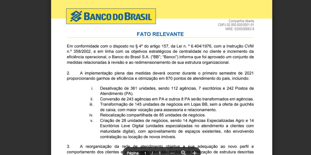 Nota do Banco do Brasil (Foto: Reprodução / UOL) 