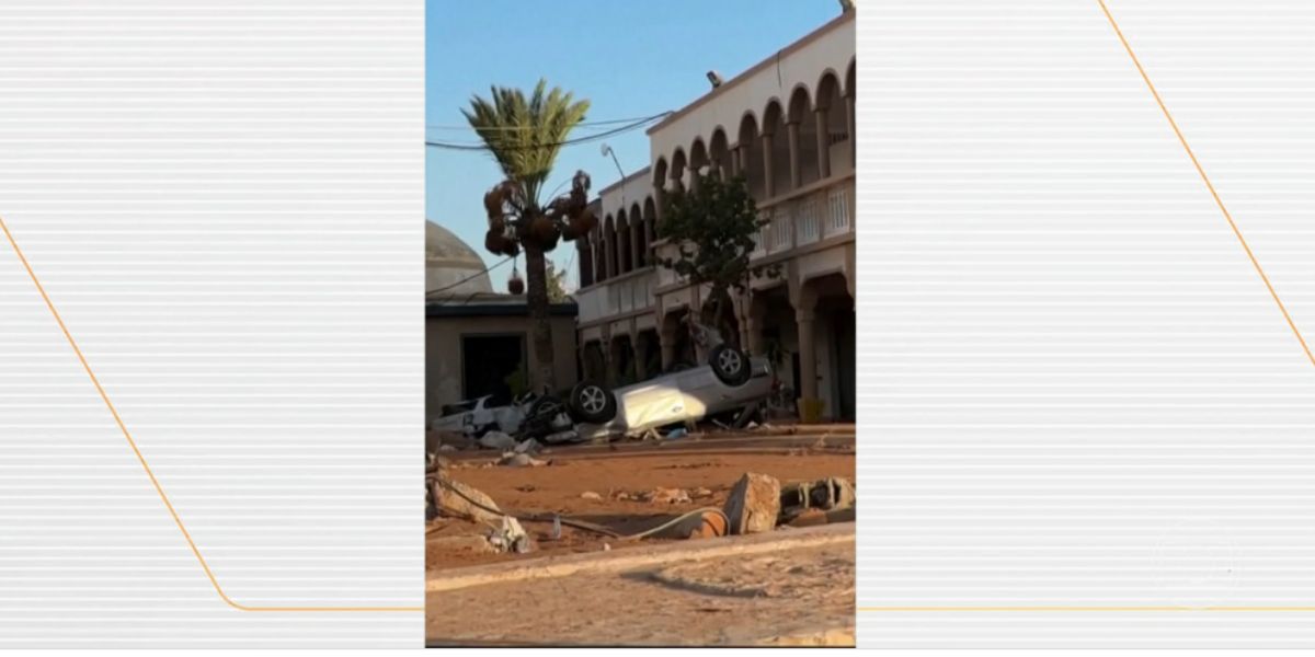 Destruição na Líbia (Foto: Reprodução / Bom Dia Brasil da Globo)
