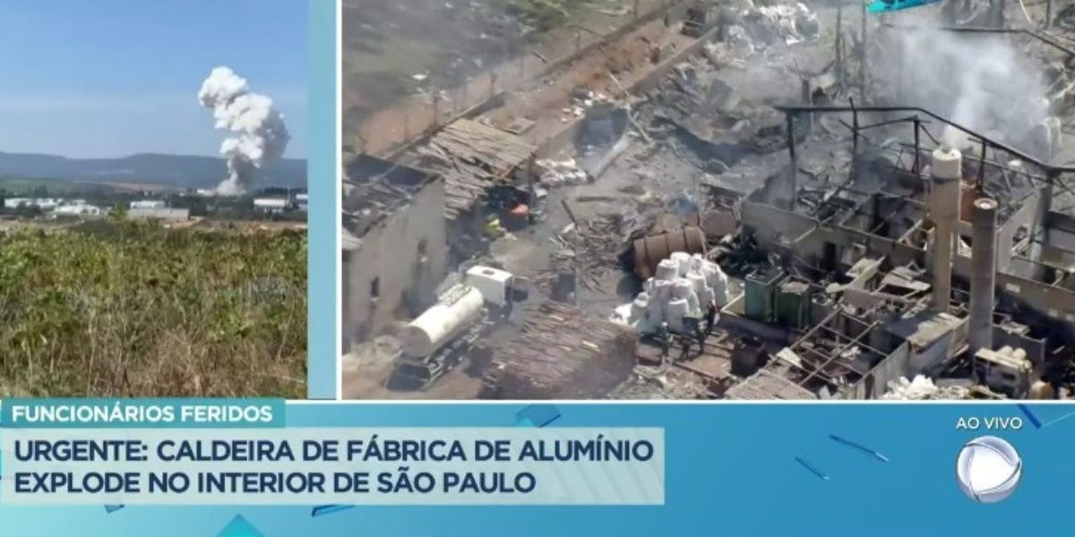 Explosão em fábrica (Foto: Reprodução / Balanço Geral da Record)