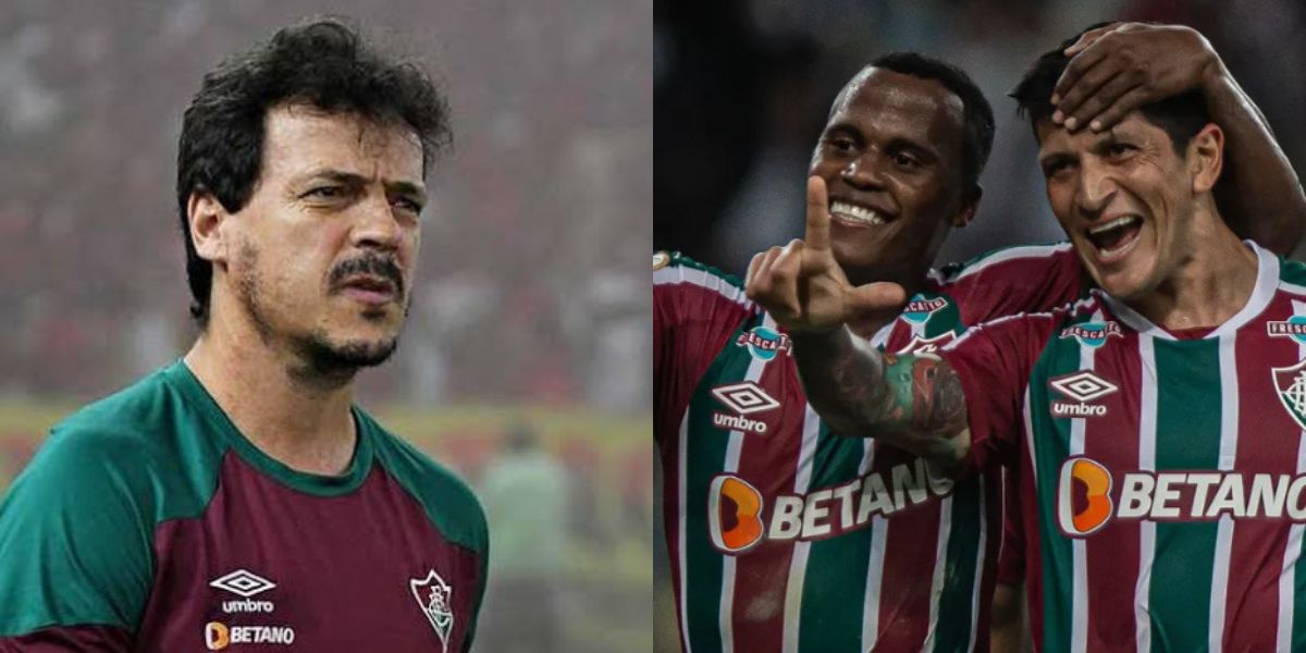 Fernando Diniz e craques do Fluminense (Foto - Montagem TV Foco).