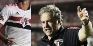 Jogador do São Paulo e Cassares (Fotos: Rubens Chiri/saopaulofc / Esporte News Mundo / Marcos Ribolli)