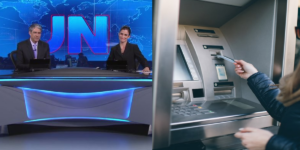 Jornal Nacional anuncia falência de banco  (Foto: Reprodução, Montagem, TV Foco)